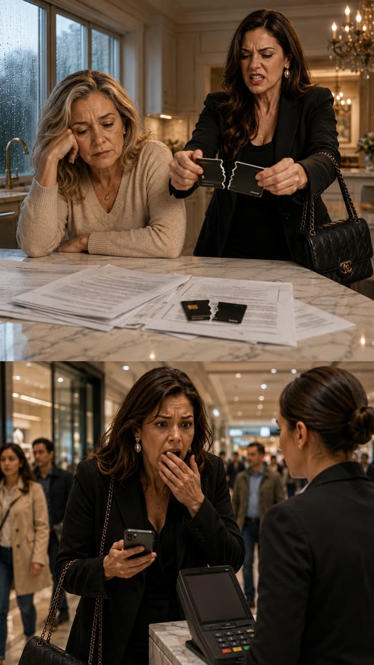 “SOBRE A MESA DOS MEUS PAPÉIS DE CIRURGIA CARDÍACA NA MANSÃO DA FAMÍLIA EM SÃO PAULO, MINHA PRÓPRIA FILHA QUEBROU MEU CARTÃO BANCÁRIO AO MEIO E GRITOU: ‘APRENDA A VIVER SEM O MEU DINHEIRO!’ — MAS NA MANHÃ SEGUINTE, FOI ELA QUEM FICOU PARALISADA NO SHOPPING DE LUXO QUANDO SEU PRÓPRIO CARTÃO FOI RECUSADO E O BANCO FEZ APENAS UMA PERGUNTA QUE DESTRUIU TODA A VIDA DE APARÊNCIAS QUE ELA CONSTRUIU”