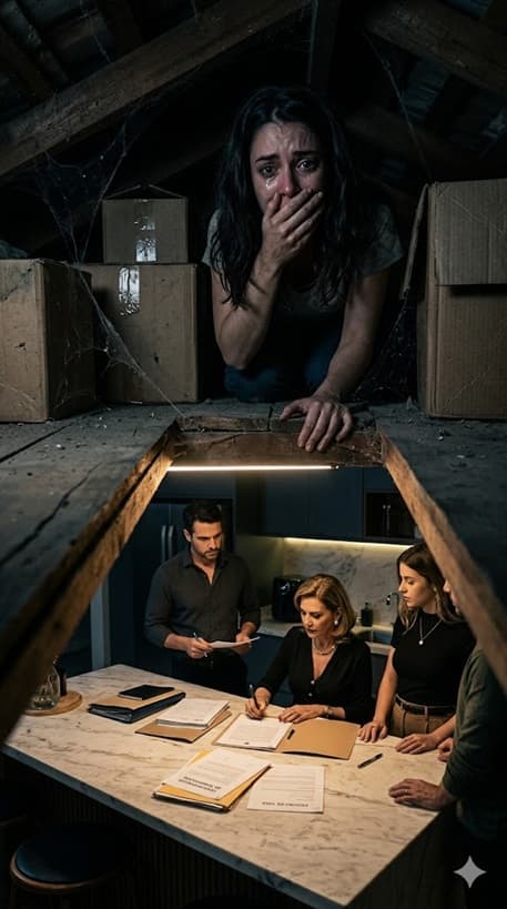 Meu marido, agente da Polícia Federal, me mandou me esconder no sótão à meia-noite — mas pelas frestas do chão, descobri que ele não estava tentando salvar minha vida… estava ajudando minha própria família a planejar minha morte por herança.