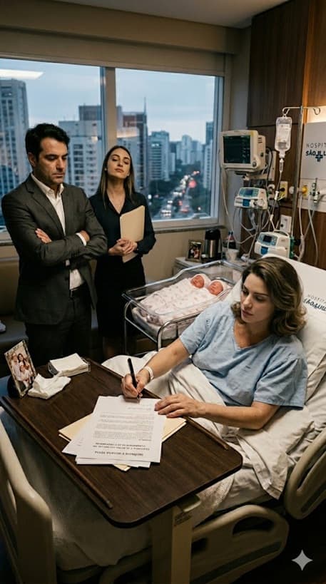 3 DIAS APÓS UMA CESARIANA DE EMERGÊNCIA, MEU MARIDO APARECEU COM A “ASSISTENTE” PARA ME FORÇAR A ASSINAR O DIVÓRCIO E FICAR COM NOSSAS FILHAS — NA MANHÃ SEGUINTE, EM SÃO PAULO, ELE PERCEBEU QUE HAVIA DESTRUÍDO A PRÓPRIA VIDA…