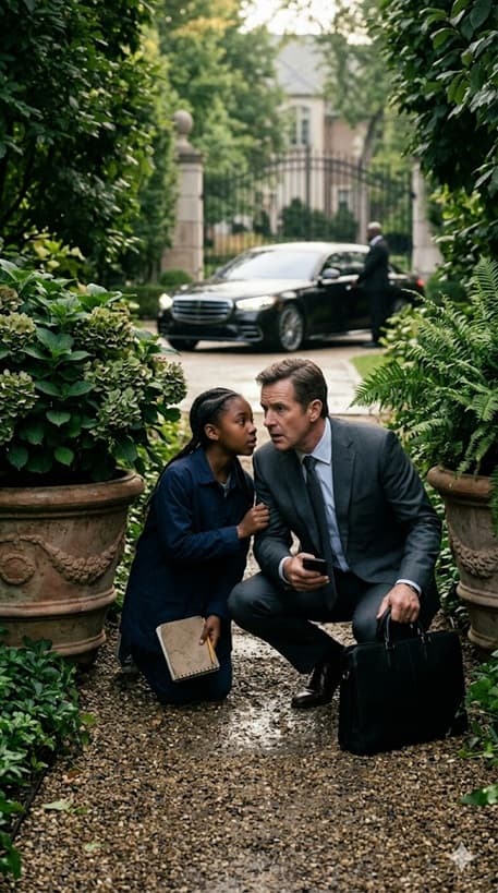 “Fique quieto. Vem comigo.” A filha do jardineiro puxou um bilionário para trás dos vasos — minutos depois, ele ouviu o plano para eliminá-lo
