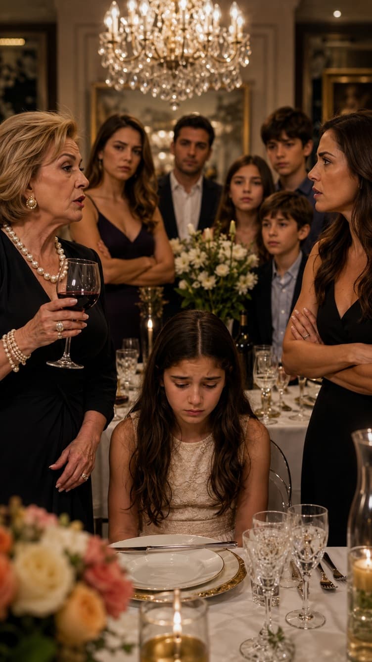 “Durante um jantar luxuoso em família, em São Paulo, minha própria mãe olhou para minha filha de 12 anos e declarou friamente: ‘Ela não foi convidada para o meu aniversário’… Mas o que ela nunca imaginou é que aquela humilhação pública seria o último erro que cometeria comigo — e três dias depois, meu presente transformou sua festa em um verdadeiro choque familiar...”