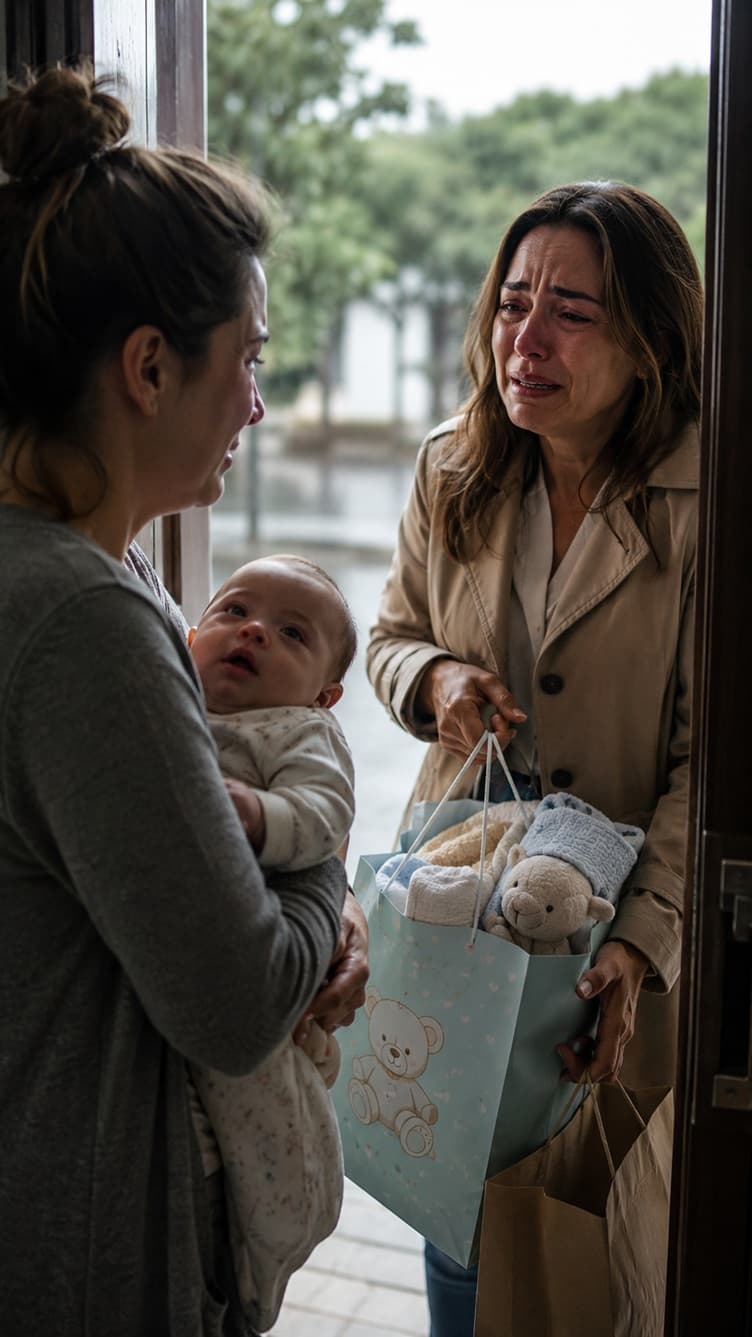 “EU ACHEI QUE A ESPOSA DO MEU AMANTE CASADO IRIA DESTRUIR MINHA VIDA QUANDO ENVIEI A FOTO DO NOSSO BEBÊ RECÉM-NASCIDO EM SÃO PAULO… MAS NA MANHÃ SEGUINTE, ELA APARECEU NA MINHA PORTA COM OS OLHOS VERMELHOS, SACOLAS DE BEBÊ NAS MÃOS E SUSSURROU: ‘SEU FILHO DESMASCOU MEU MARIDO… MAS VOCÊ PRECISA SABER A VERDADE AINDA MAIS TERRÍVEL SOBRE O QUE ELE FEZ.’”