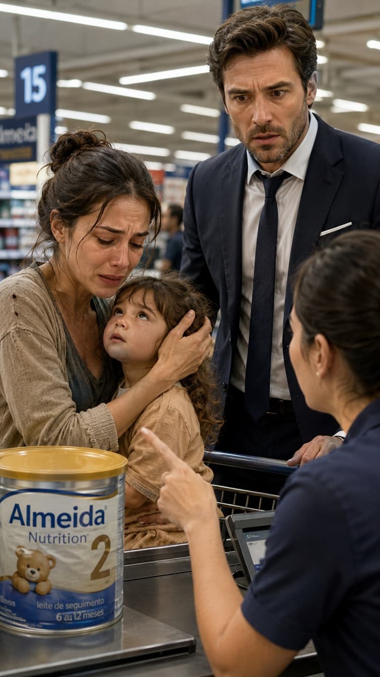 “O CEO Bilionário Brasileiro Ficou Paralisado Ao Ver Sua Ex-Esposa Tentando Devolver Leite Infantil Em Um Supermercado De São Paulo Porque Não Tinha Dinheiro… Mas Quando A Jovem Caixa Disse Apenas 5 Palavras, Todo O Império Da Família Rica Desmoronou Em Um Segundo!”